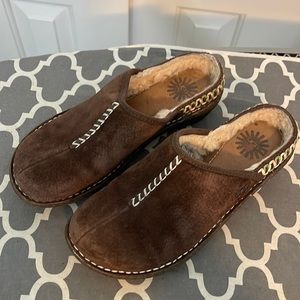 UGG brown leather mules,  size 7